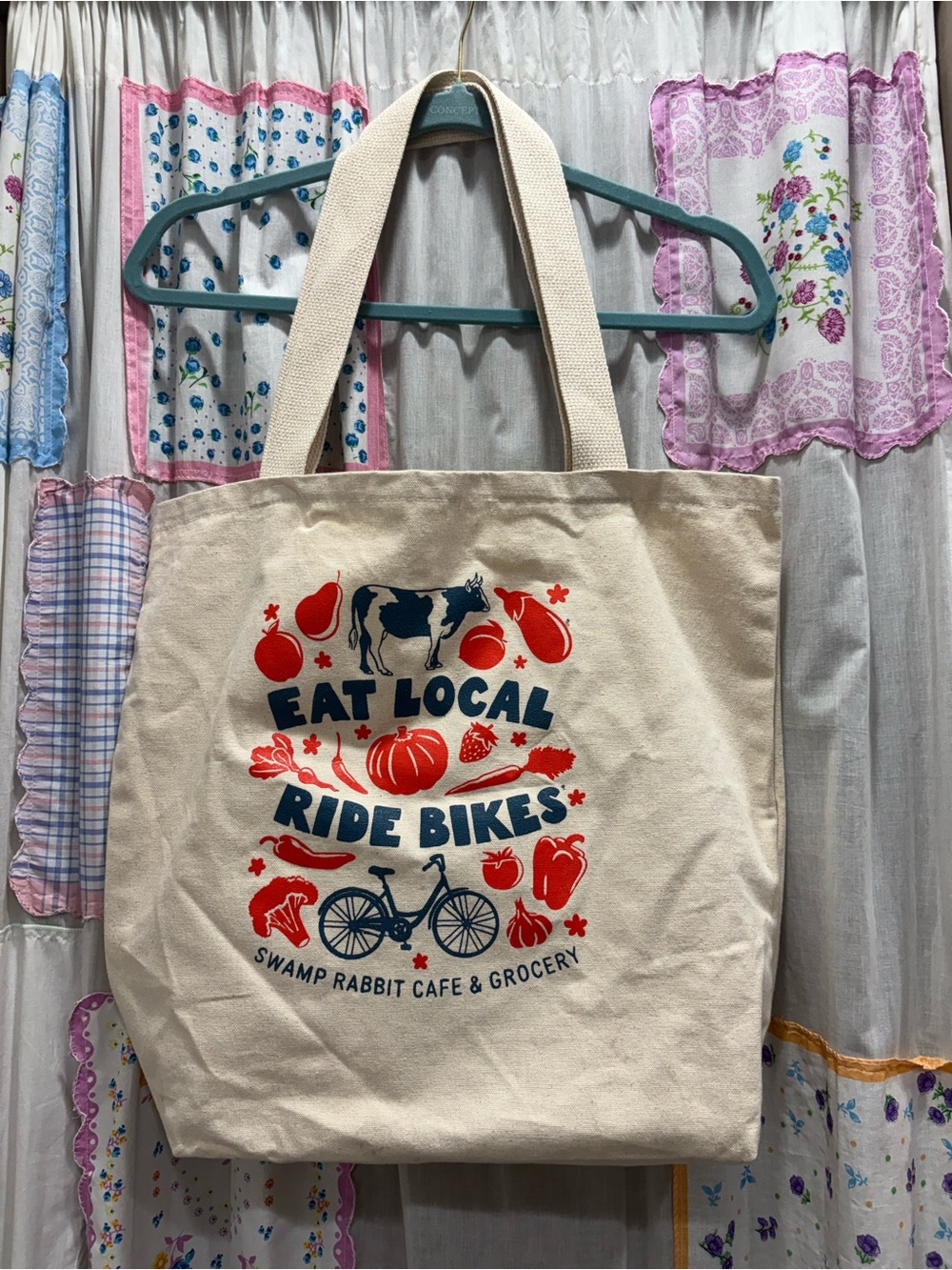 Eat Local Ride Bikes Canvas Tote Bag - Natural